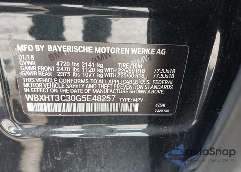 2016 BMW X1 xDrive28I from USA, damaged, VIN WBXHT3C30G5E48257